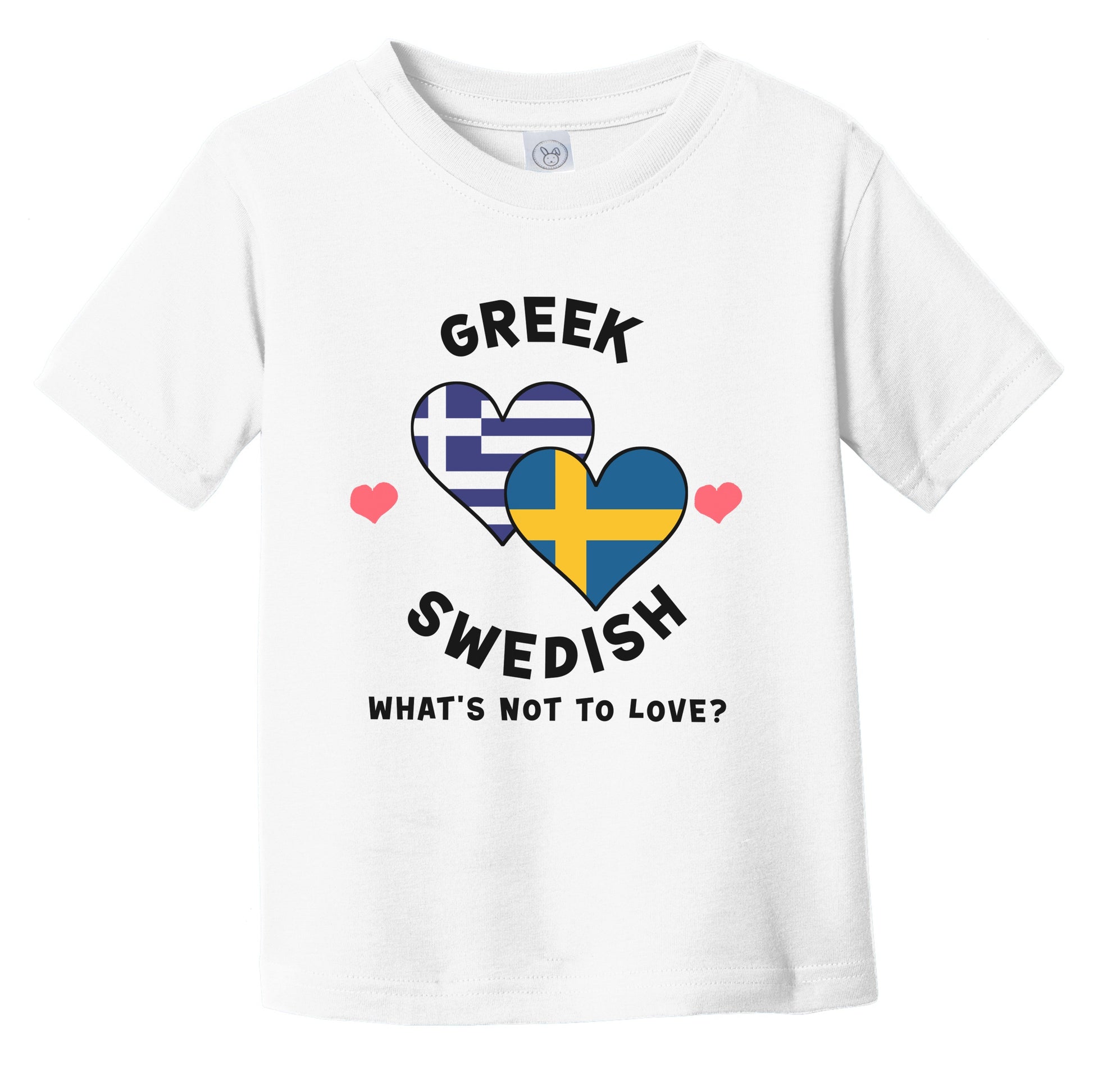 Greek Swedish What's Not To Love Heart Flags Infant Toddler T-Shirt