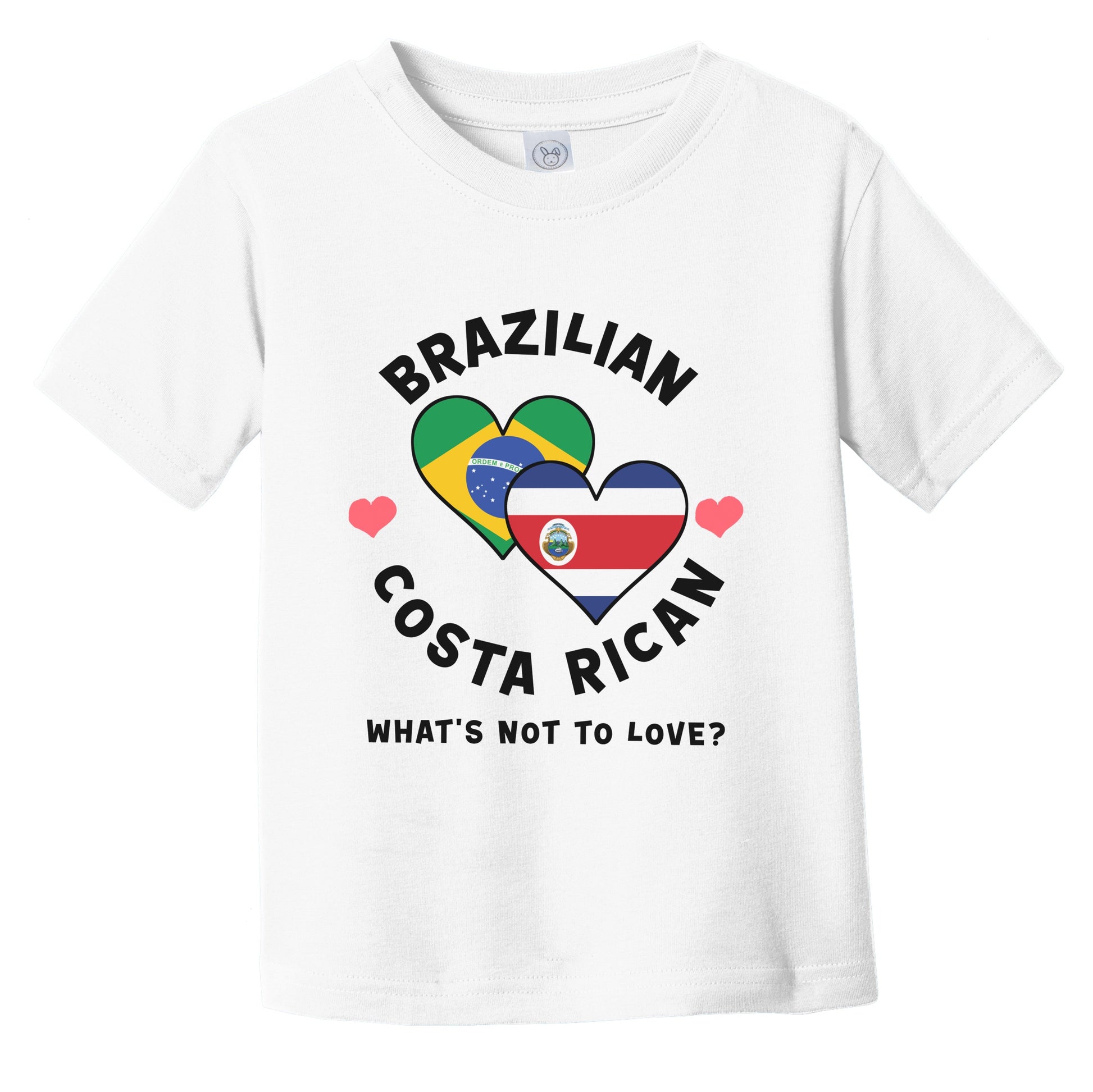 Brazilian Costa Rican What's Not To Love Heart Flags Infant Toddler T-Shirt