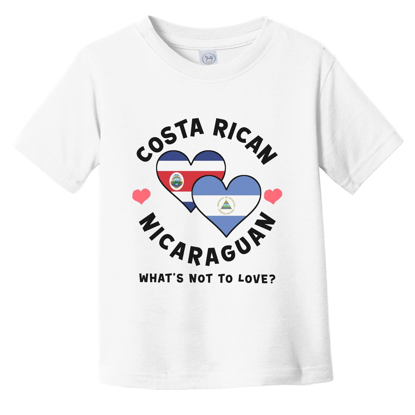 Costa Rican Nicaraguan What's Not To Love Heart Flags Infant Toddler T-Shirt