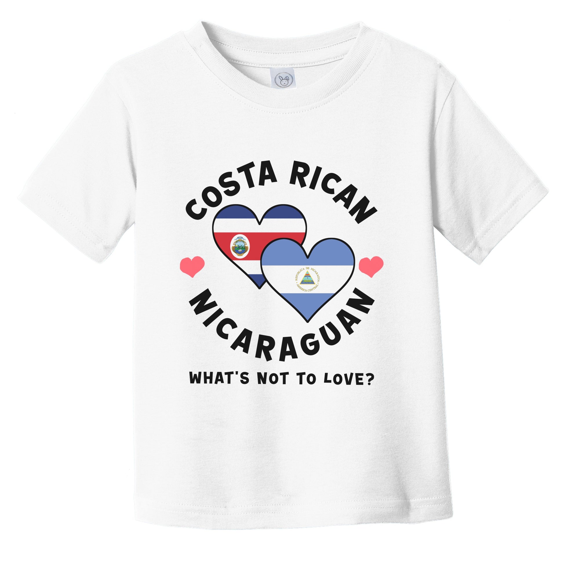 Costa Rican Nicaraguan What's Not To Love Heart Flags Infant Toddler T-Shirt