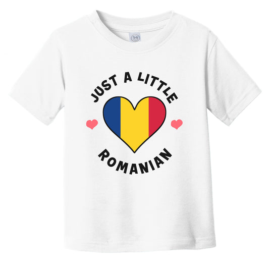 Romanian Flag Heart Just A Little Romanian Romania Infant Toddler T-Shirt