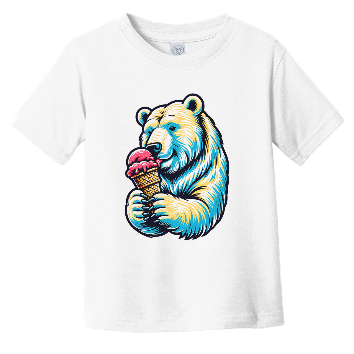 Polar Bear Eating Ice Cream Funny Cartoon Summer Infant Toddler T-Shirt