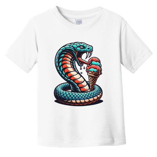 Cobra Snake Eating Ice Cream Funny Cartoon Summer Infant Toddler T-Shirt
