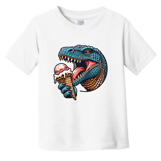 Komodo Dragon Eating Ice Cream Funny Cartoon Summer Infant Toddler T-Shirt