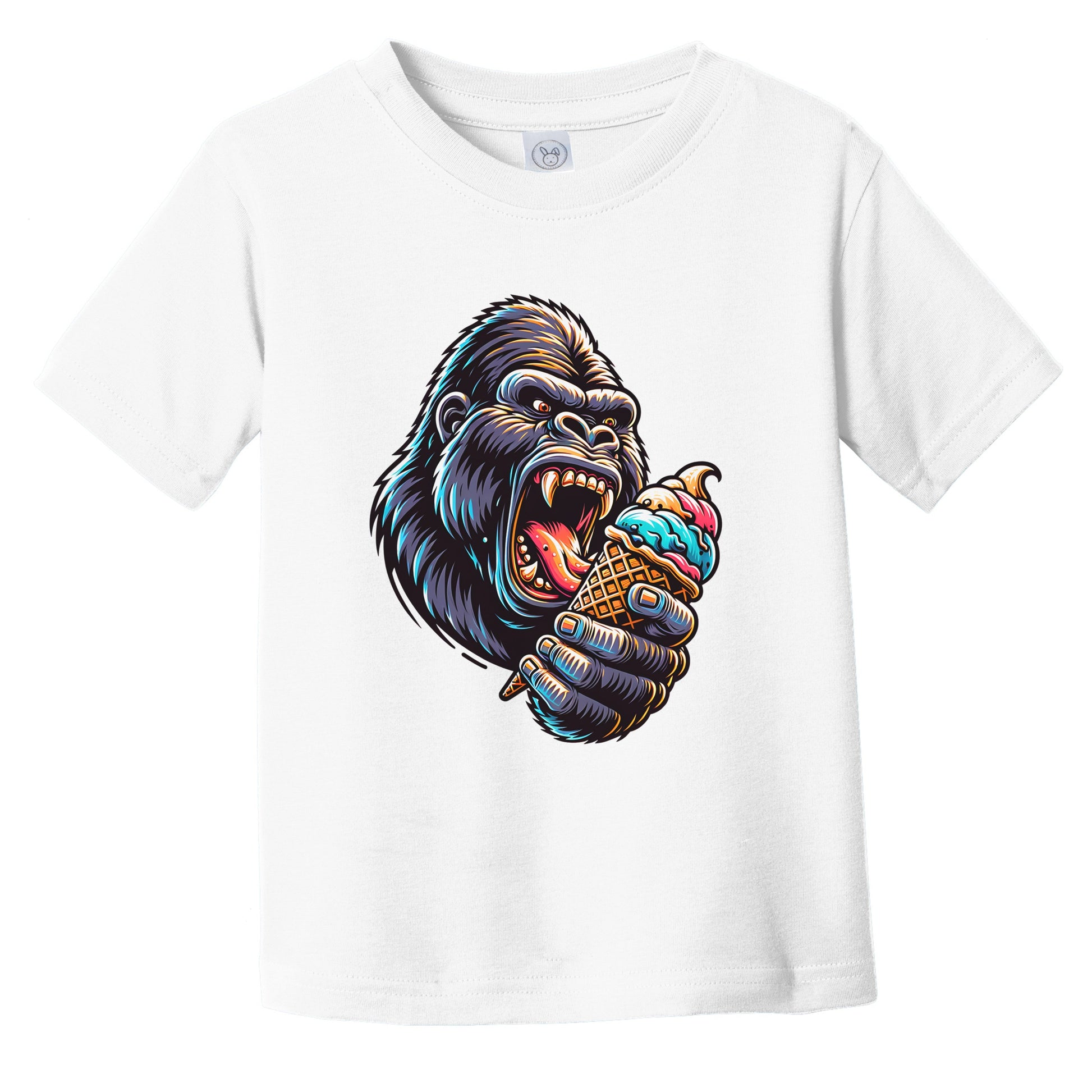 Gorilla Eating Ice Cream Funny Cartoon Summer Ape Infant Toddler T-Shirt