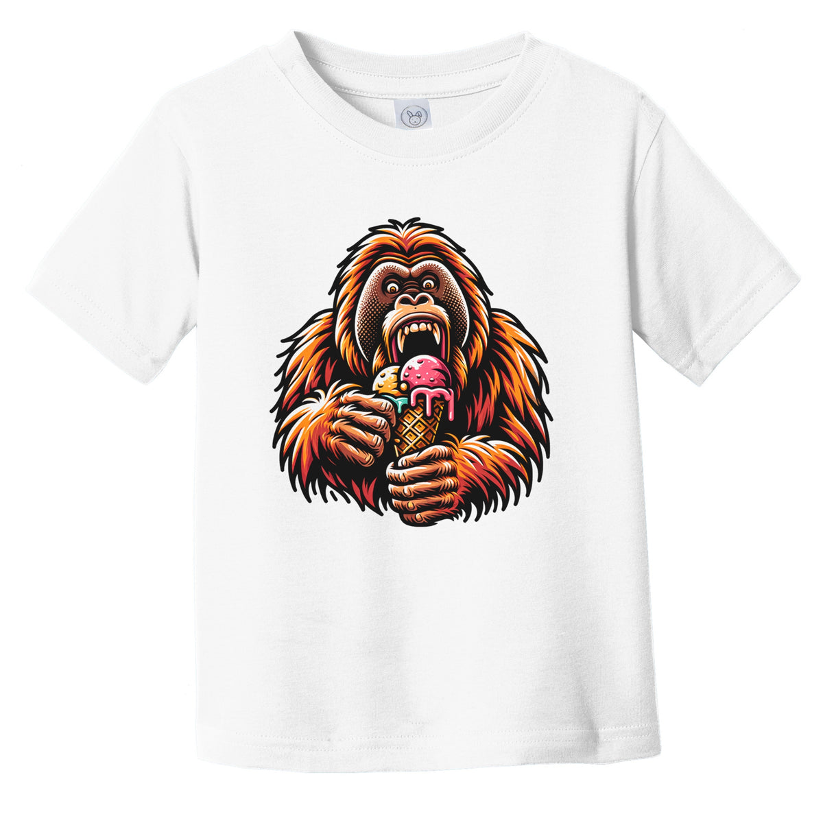 Orangutan Eating Ice Cream Funny Cartoon Summer Ape Infant Toddler T-Shirt