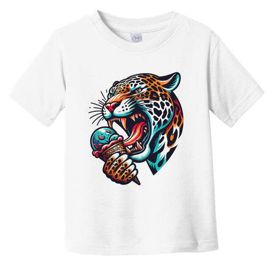 Jaguar Eating Ice Cream Funny Cartoon Summer Infant Toddler T-Shirt