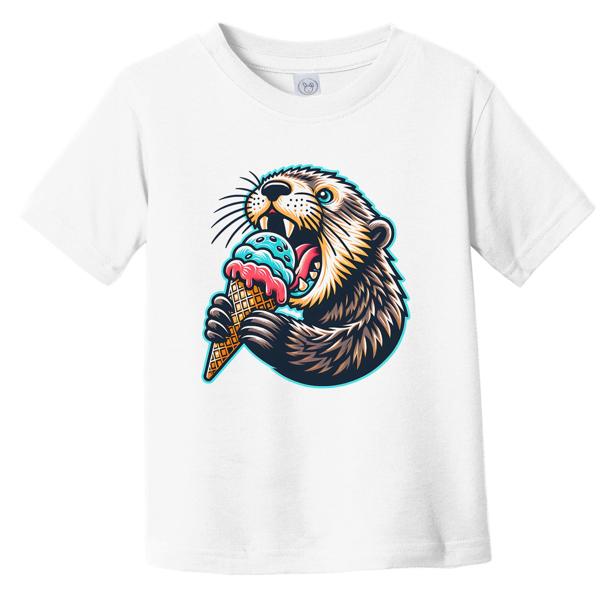 Sea Otter Eating Ice Cream Funny Cartoon Summer Infant Toddler T-Shirt