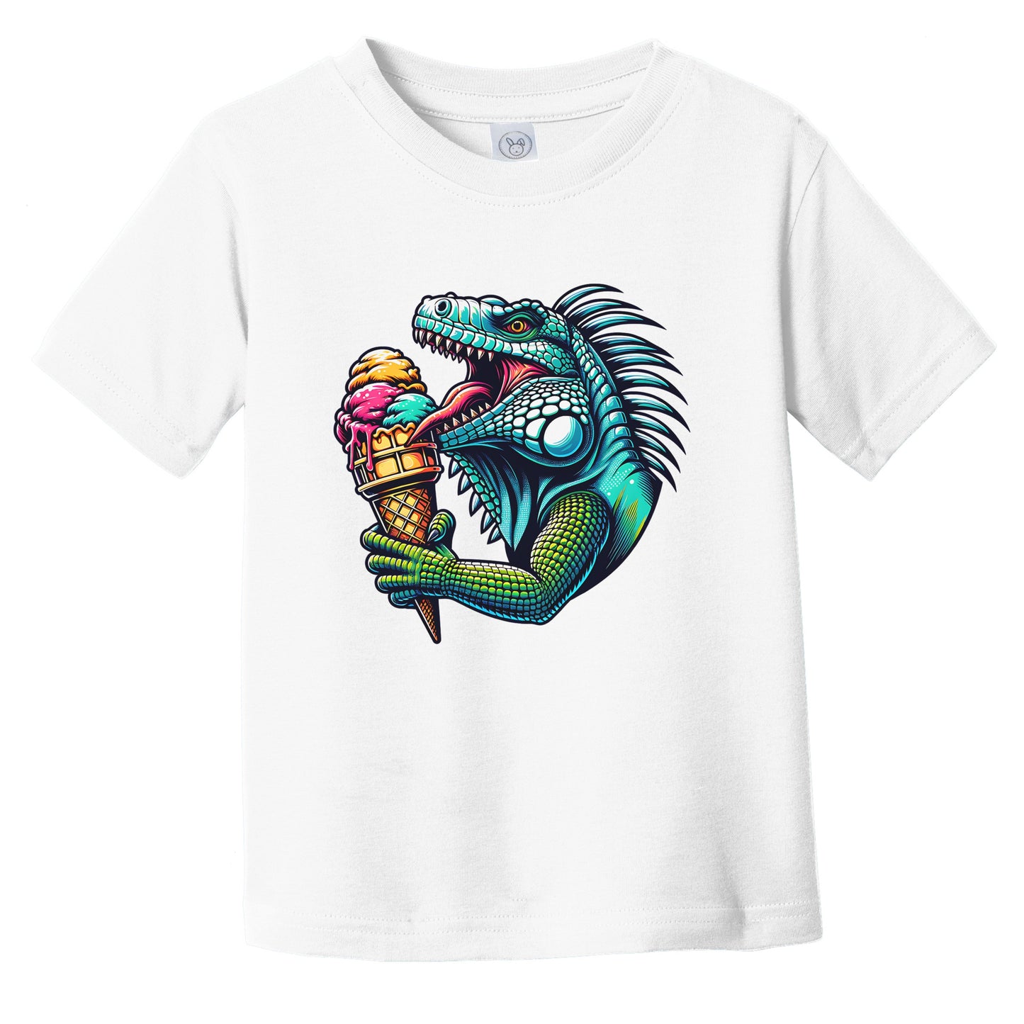 Iguana Eating Ice Cream Funny Cartoon Summer Lizard Infant Toddler T-Shirt
