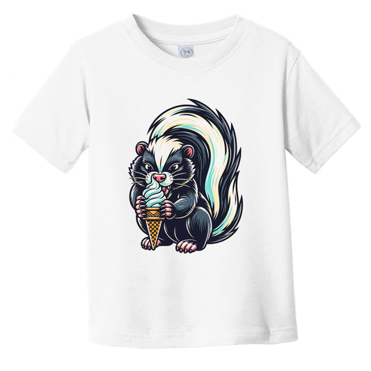 Skunk Eating Ice Cream Funny Cartoon Summer Infant Toddler T-Shirt