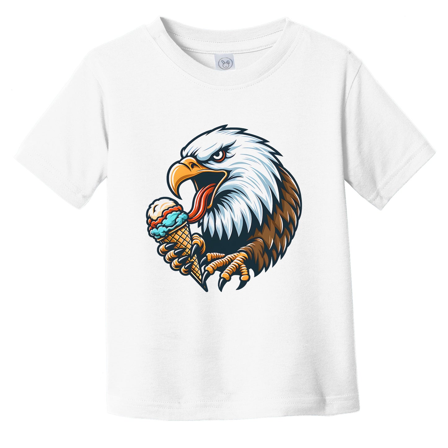 Bald Eagle Eating Ice Cream Funny Cartoon Summer Infant Toddler T-Shirt
