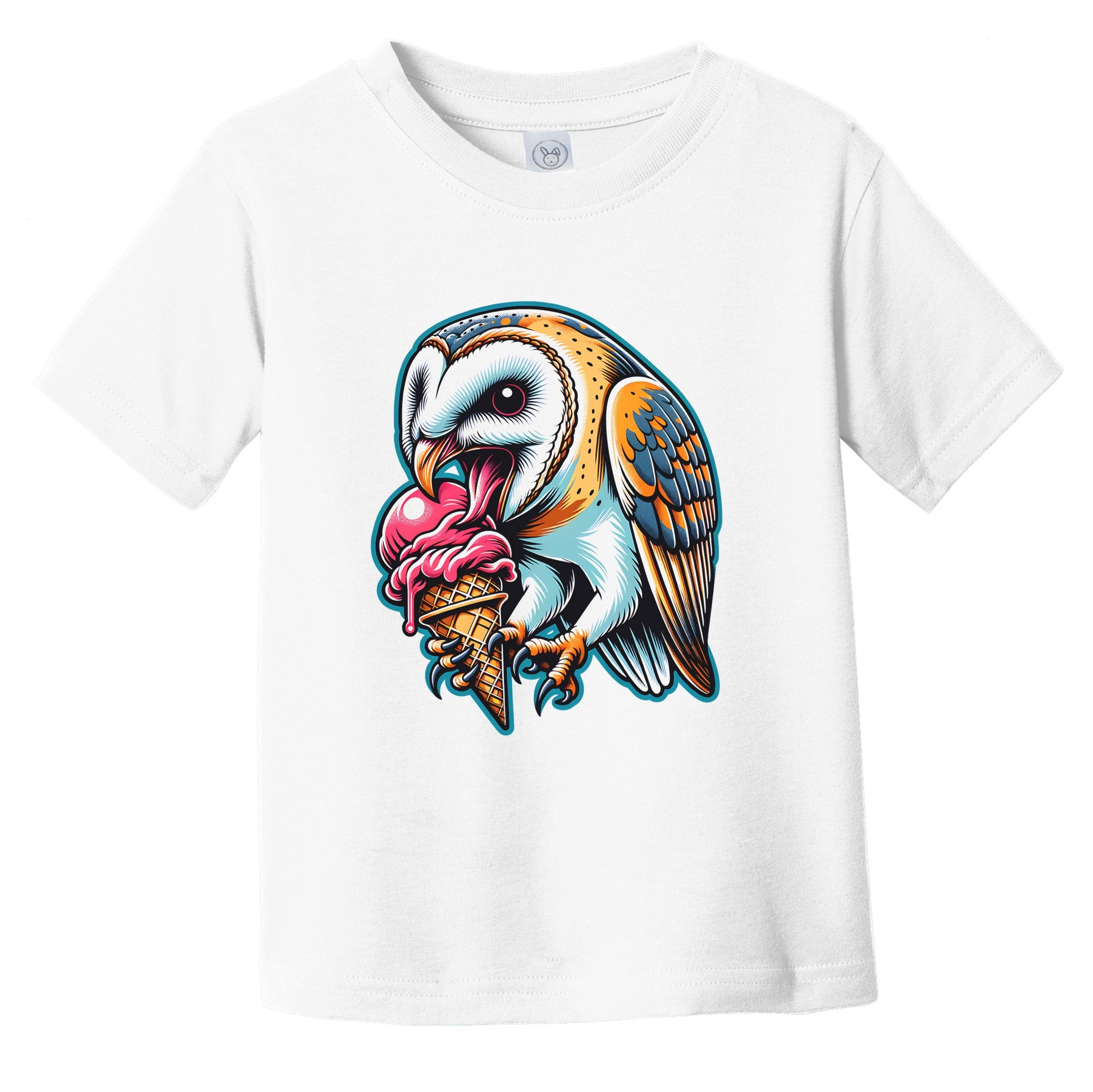 Barn Owl Eating Ice Cream Funny Cartoon Summer Infant Toddler T-Shirt