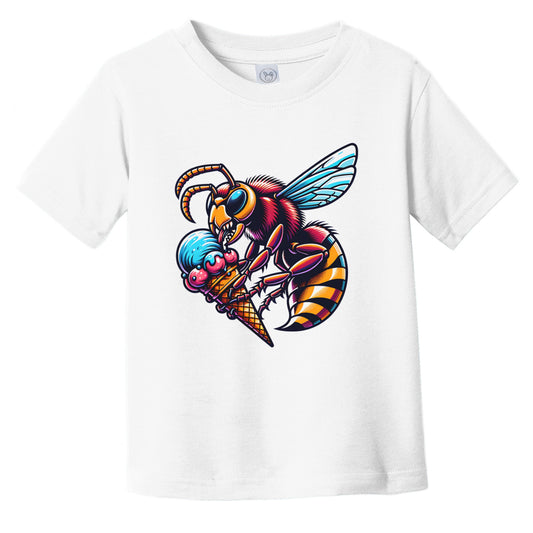 Hornet Eating Ice Cream Funny Cartoon Summer Wasp Bee Infant Toddler T-Shirt