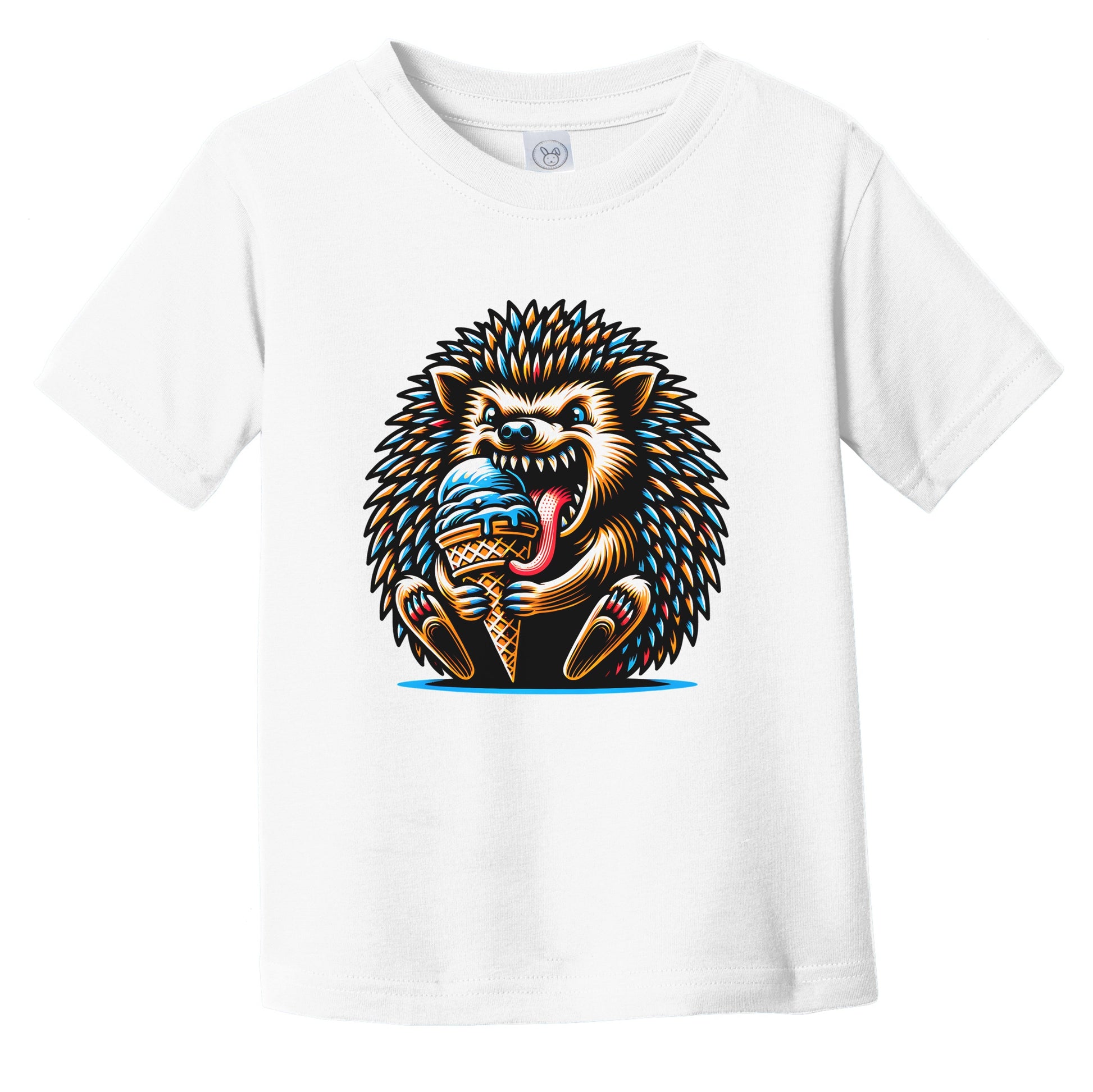 Hedgehog Eating Ice Cream Funny Cartoon Summer Infant Toddler T-Shirt