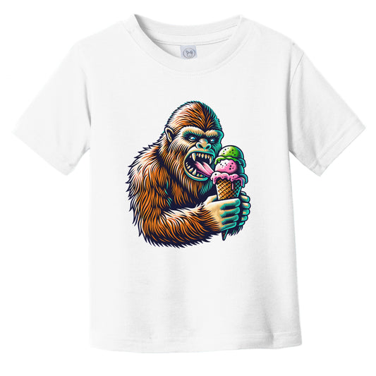Bigfoot Eating Ice Cream Funny Cartoon Summer Sasquatch Infant Toddler T-Shirt