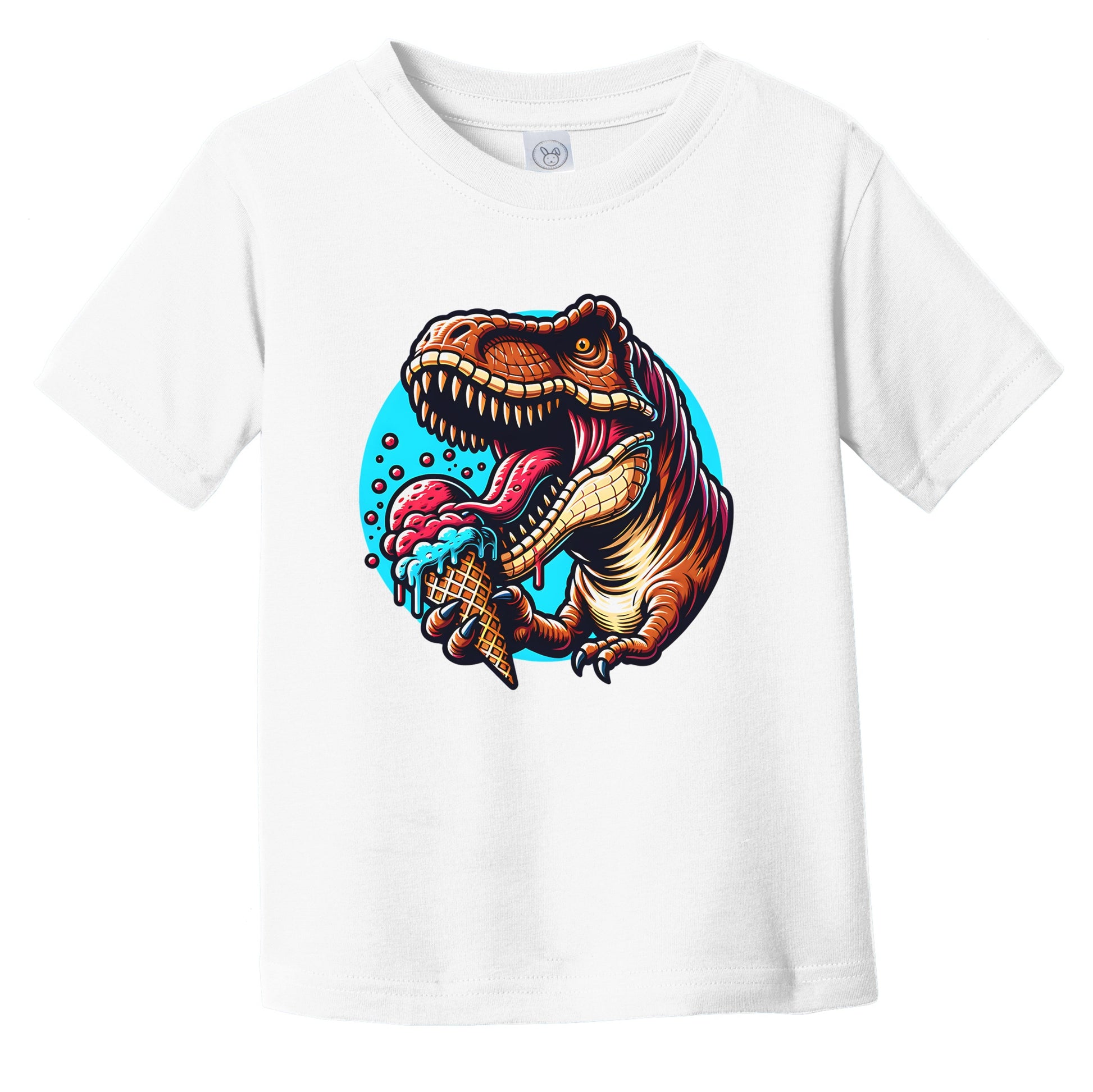 T-Rex Eating Ice Cream Funny Cartoon Summer Dinosaur Infant Toddler T-Shirt