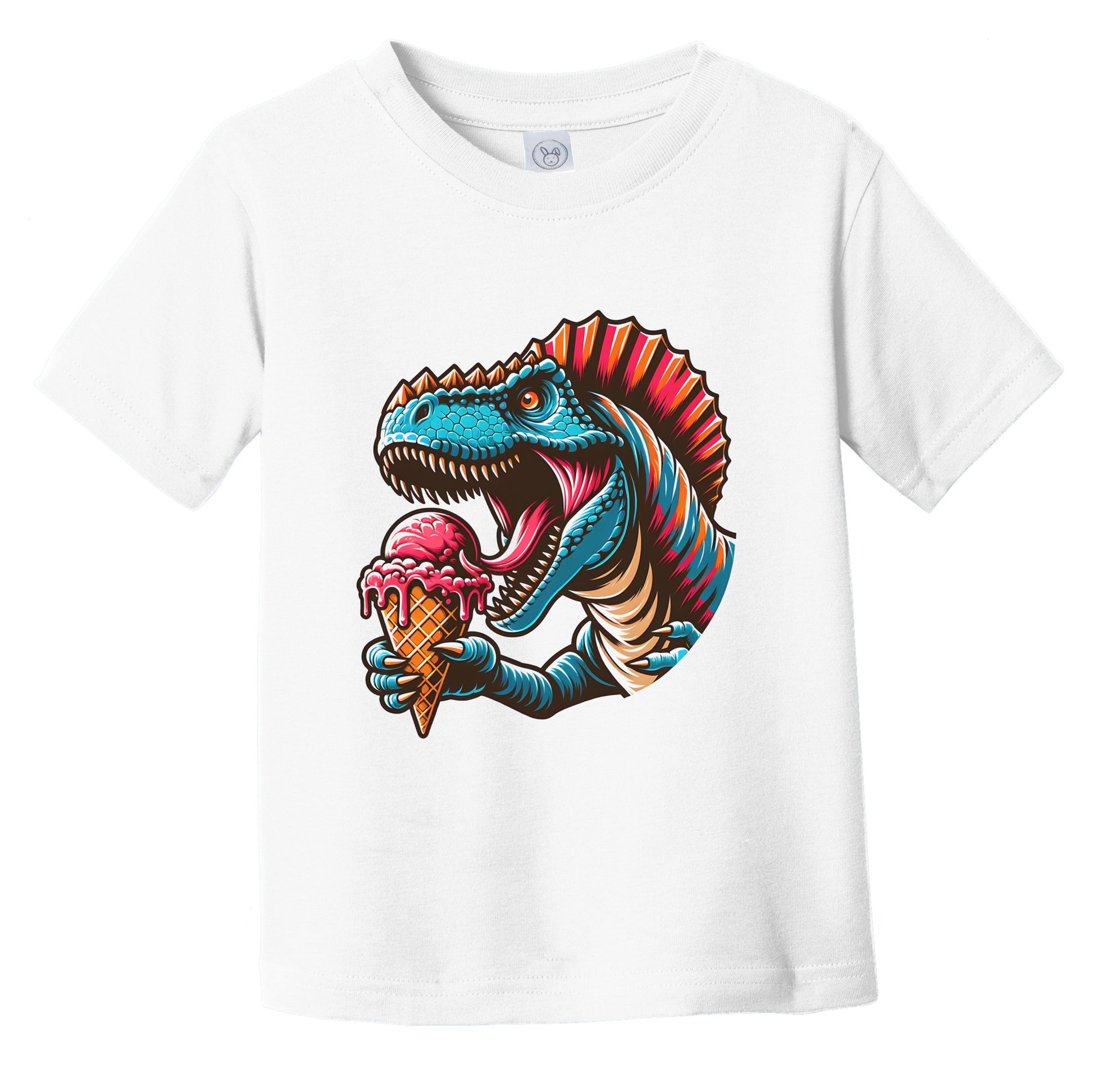 Spinosaurus Eating Ice Cream Funny Cartoon Summer Dinosaur Infant Toddler T-Shirt