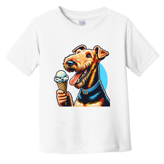 Airedale Eating Ice Cream Cone Cute Dog Infant Toddler T-Shirt