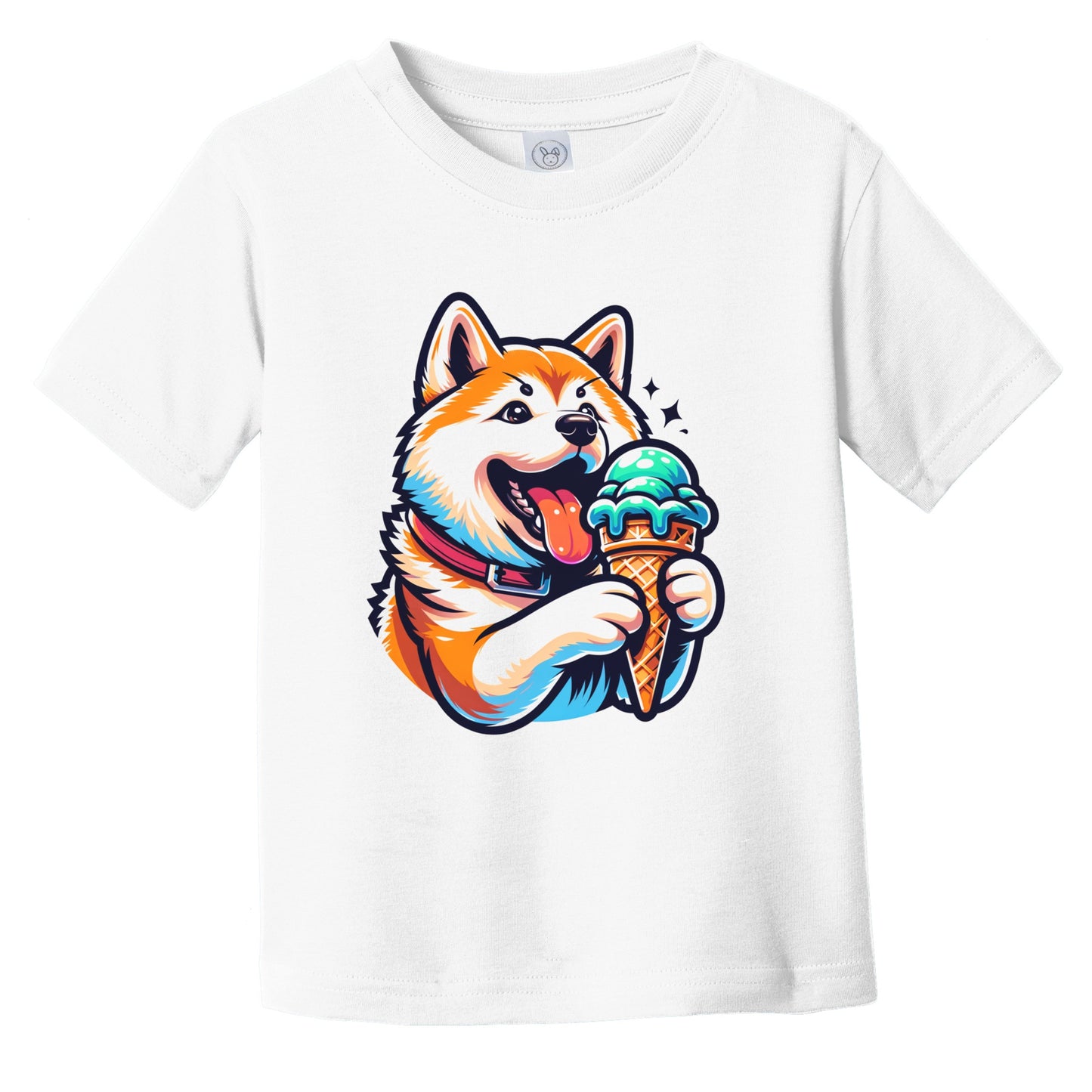 Akita Inu Eating Ice Cream Cone Cute Dog Infant Toddler T-Shirt