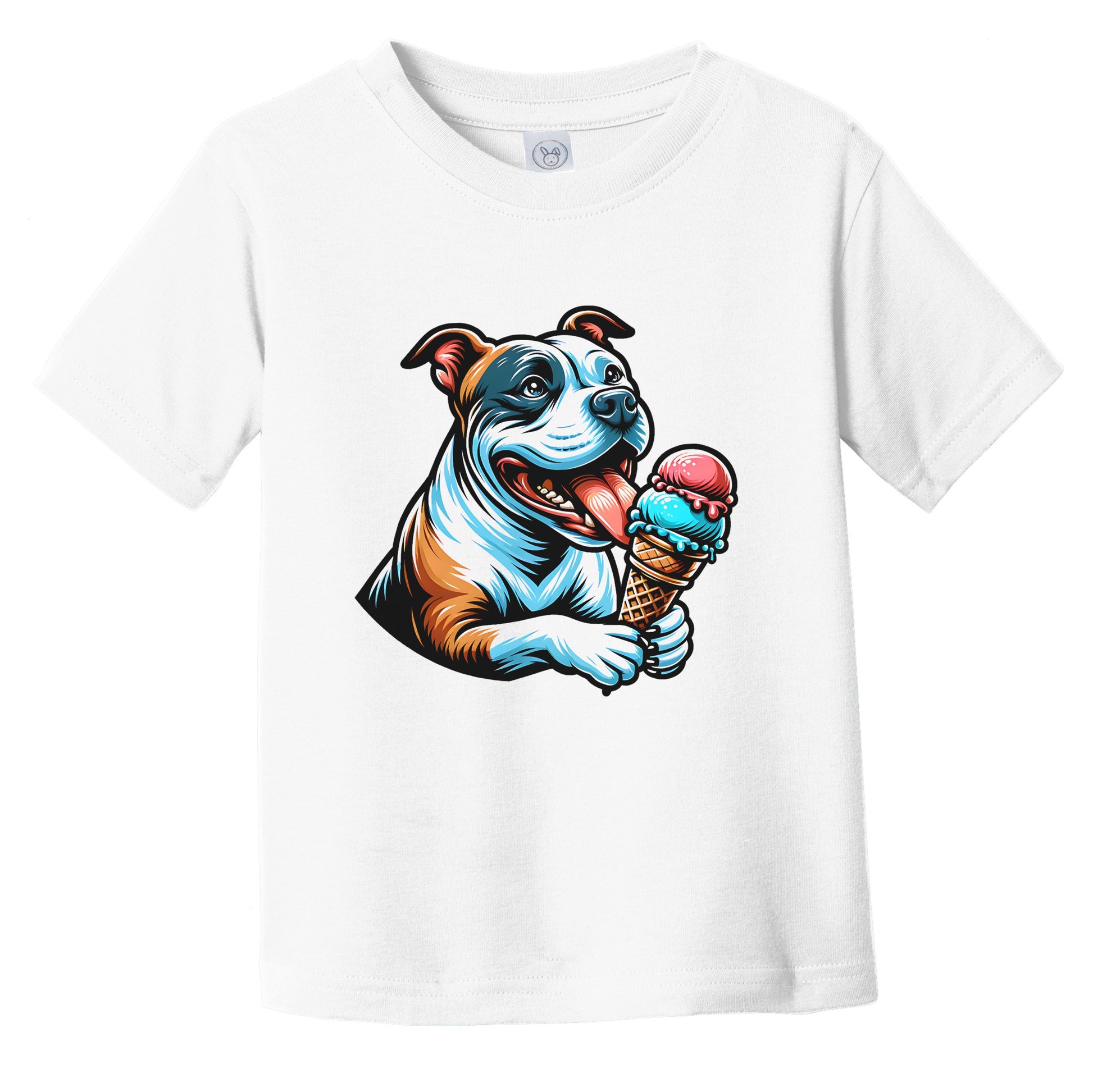 American Staffordshire Terrier Eating Ice Cream Cone Cute Infant Toddler T-Shirt