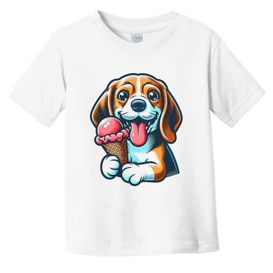 Beagle Eating Ice Cream Cone Cute Dog Infant Toddler T-Shirt