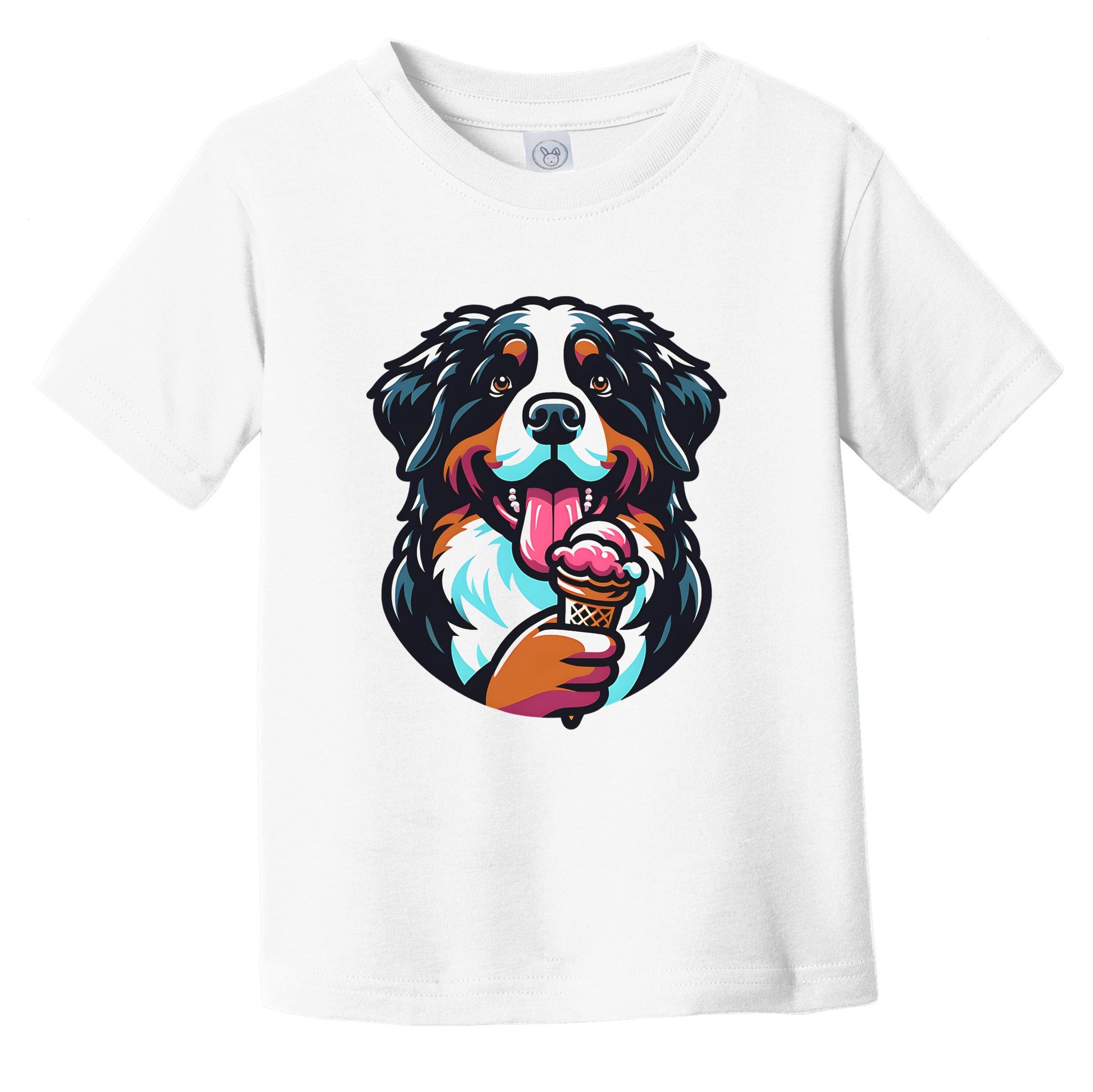 Bernese Mountain Dog Eating Ice Cream Cone Cute Dog Infant Toddler T-Shirt