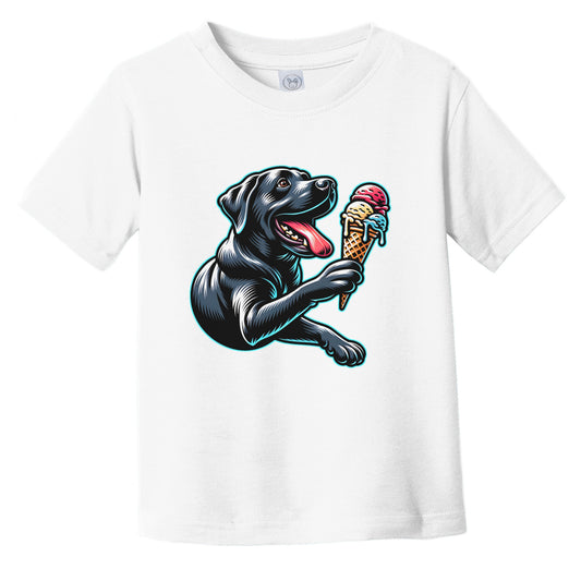 Black Lab Eating Ice Cream Cone Cute Dog Infant Toddler T-Shirt