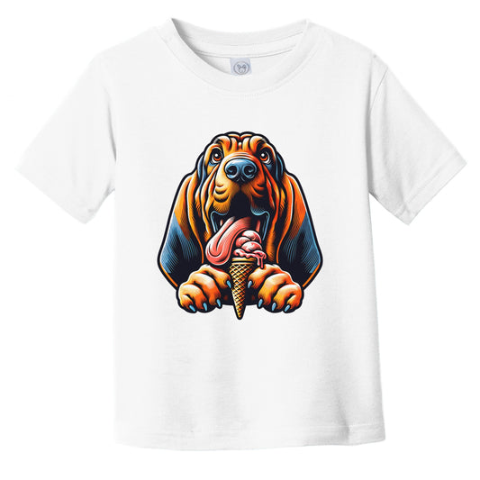 Bloodhound Eating Ice Cream Cone Cute Dog Infant Toddler T-Shirt