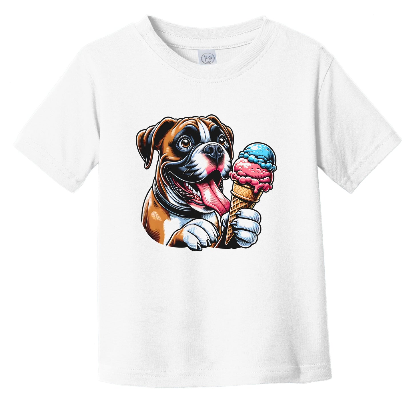 Boxer Eating Ice Cream Cone Cute Dog Infant Toddler T-Shirt