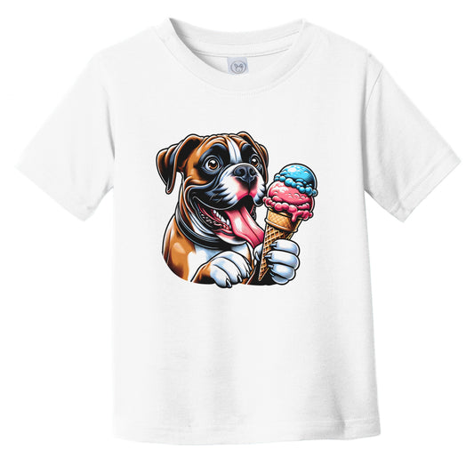 Boxer Eating Ice Cream Cone Cute Dog Infant Toddler T-Shirt