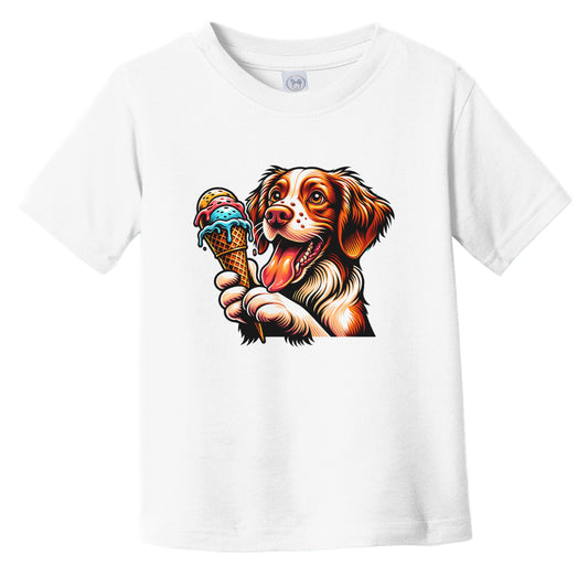 Brittany Eating Ice Cream Cone Cute Dog Infant Toddler T-Shirt