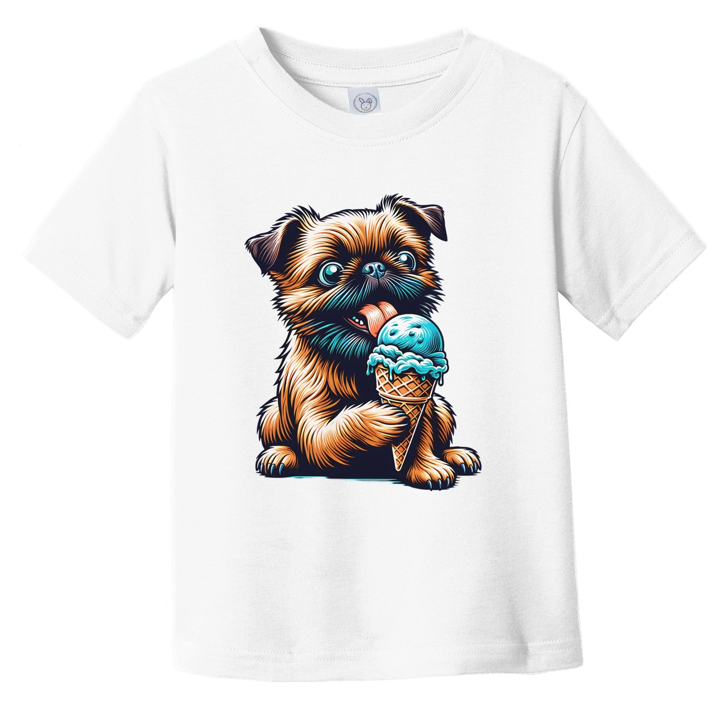 Brussels Griffon Eating Ice Cream Cone Cute Dog Infant Toddler T-Shirt