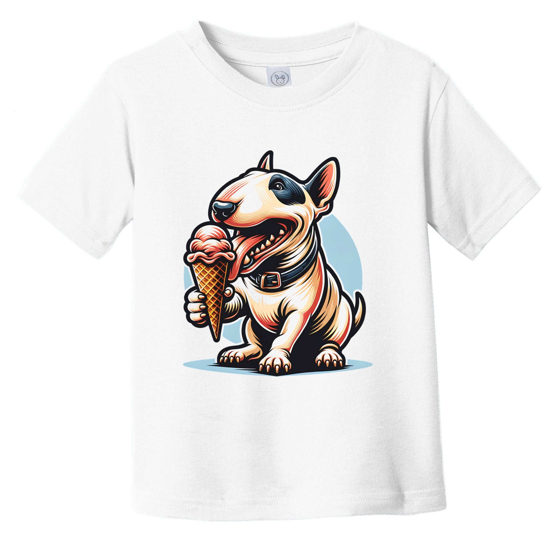 Bull Terrier Eating Ice Cream Cone Cute Dog Infant Toddler T-Shirt