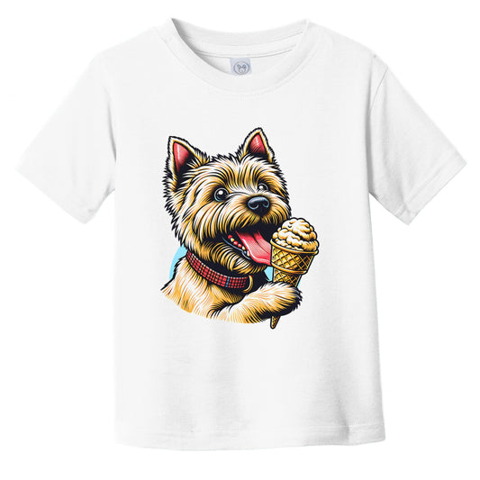 Cairn Terrier Eating Ice Cream Cone Cute Dog Infant Toddler T-Shirt