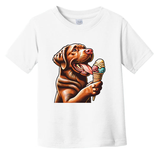 Chesapeake Bay Retriever Eating Ice Cream Cone Cute Dog Infant Toddler T-Shirt