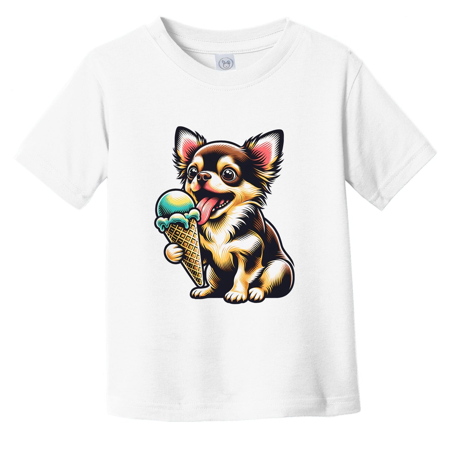 Chihuahua Eating Ice Cream Cone Cute Dog Infant Toddler T-Shirt