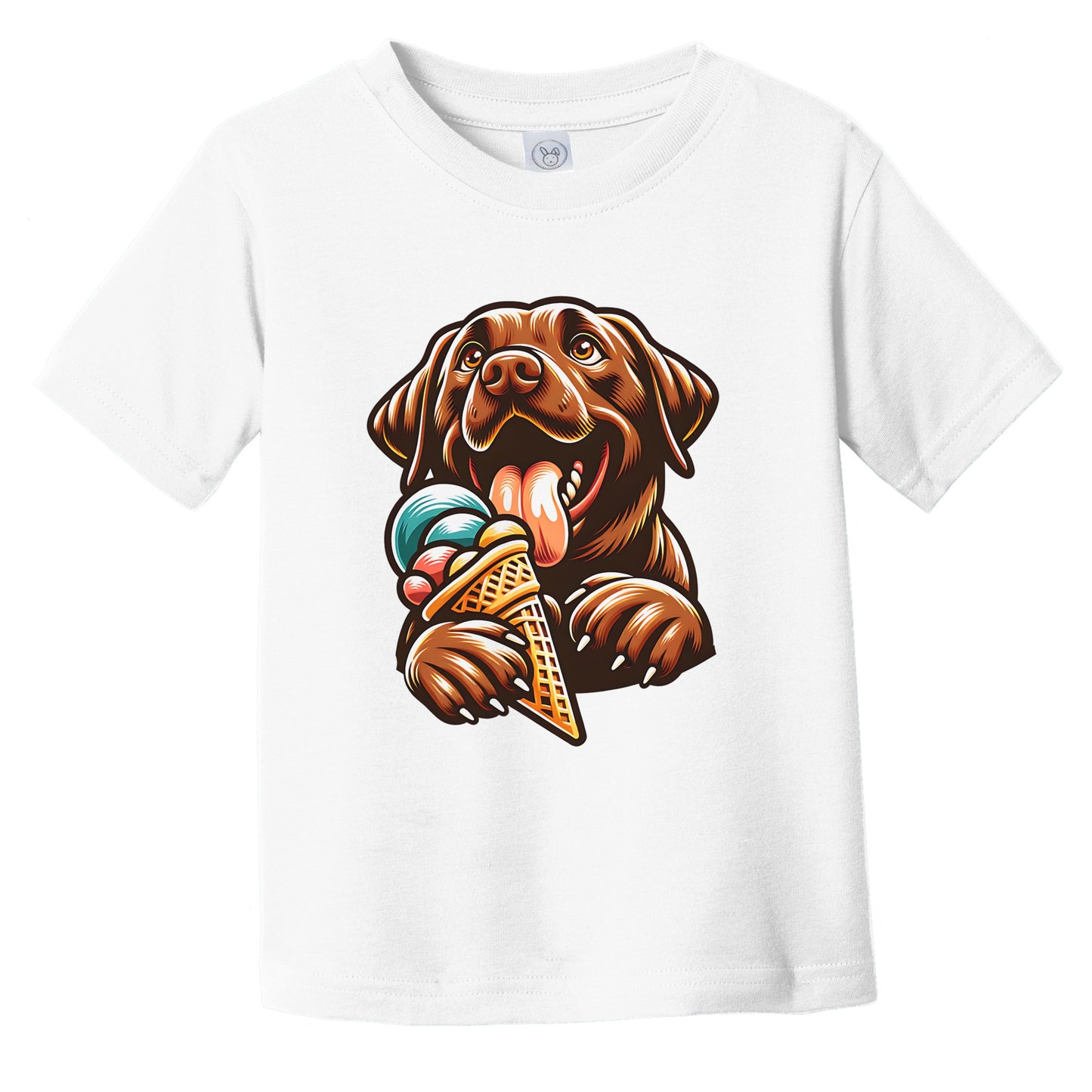 Chocolate Lab Eating Ice Cream Cone Cute Dog Infant Toddler T-Shirt