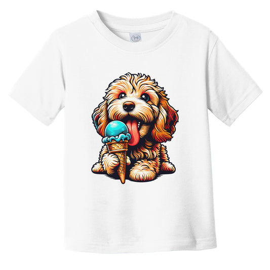 Cockapoo Eating Ice Cream Cone Cute Dog Infant Toddler T-Shirt