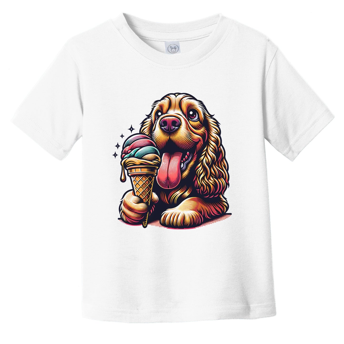 Cocker Spaniel Eating Ice Cream Cone Cute Dog Infant Toddler T-Shirt