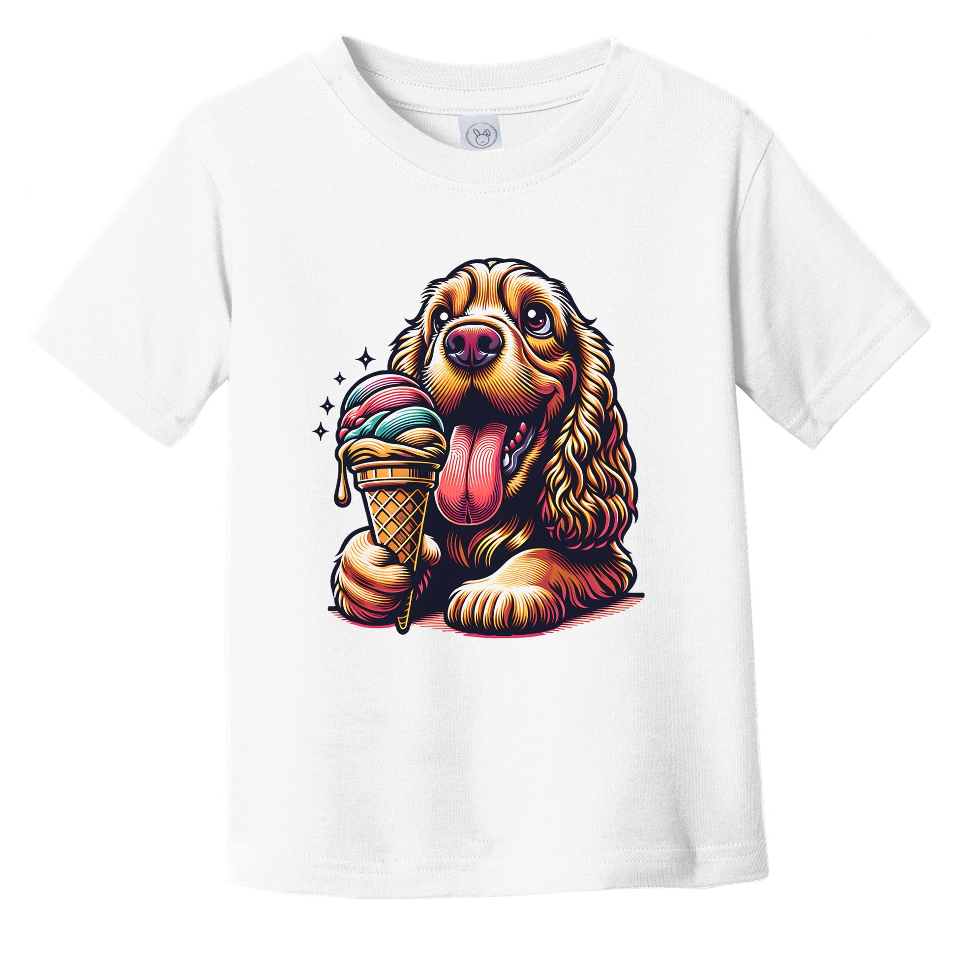 Cocker Spaniel Eating Ice Cream Cone Cute Dog Infant Toddler T-Shirt