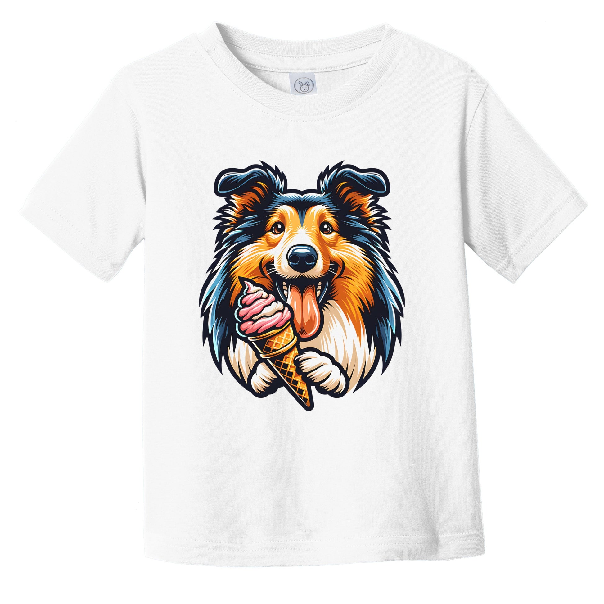 Collie Eating Ice Cream Cone Cute Dog Infant Toddler T-Shirt