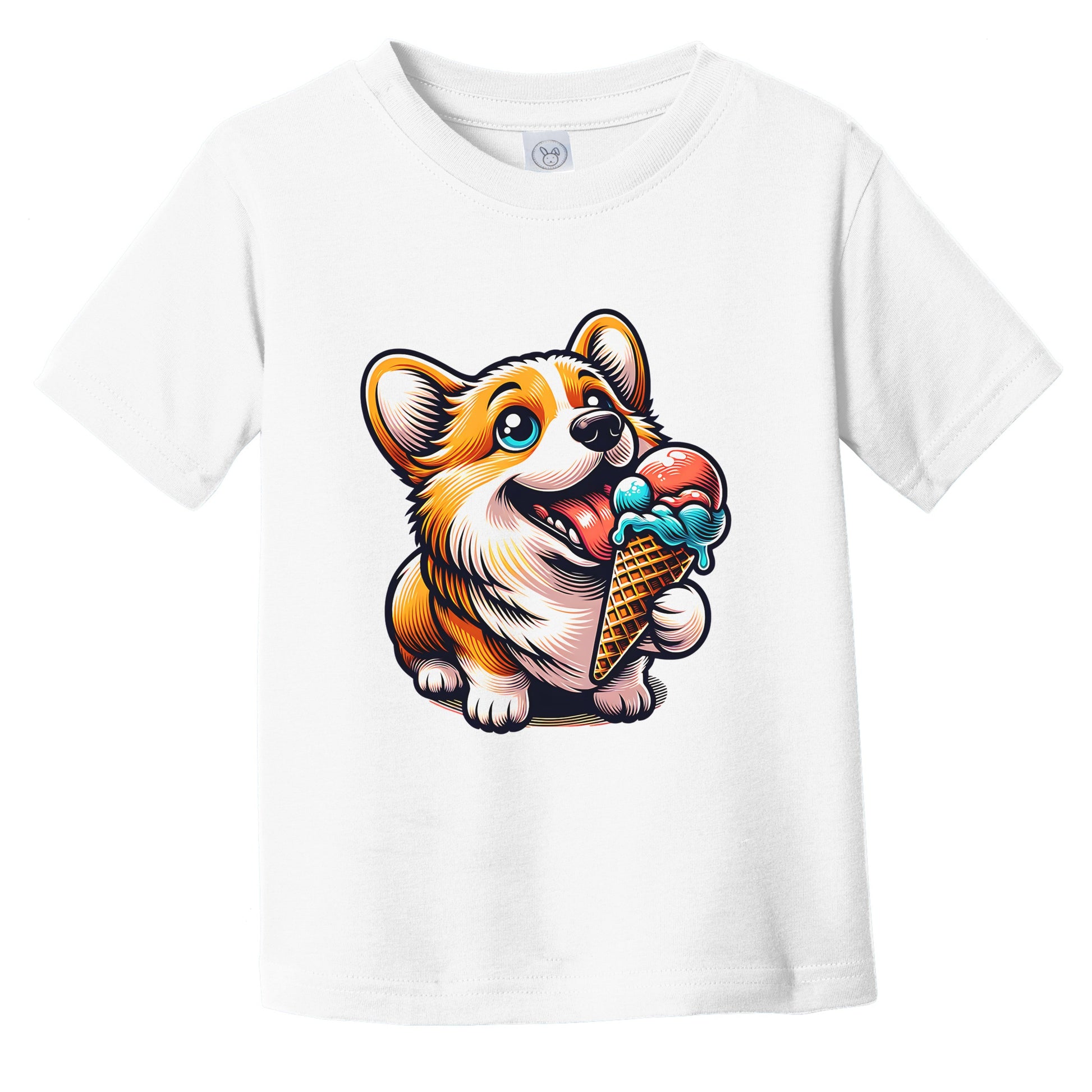 Corgi Eating Ice Cream Cone Cute Dog Infant Toddler T-Shirt