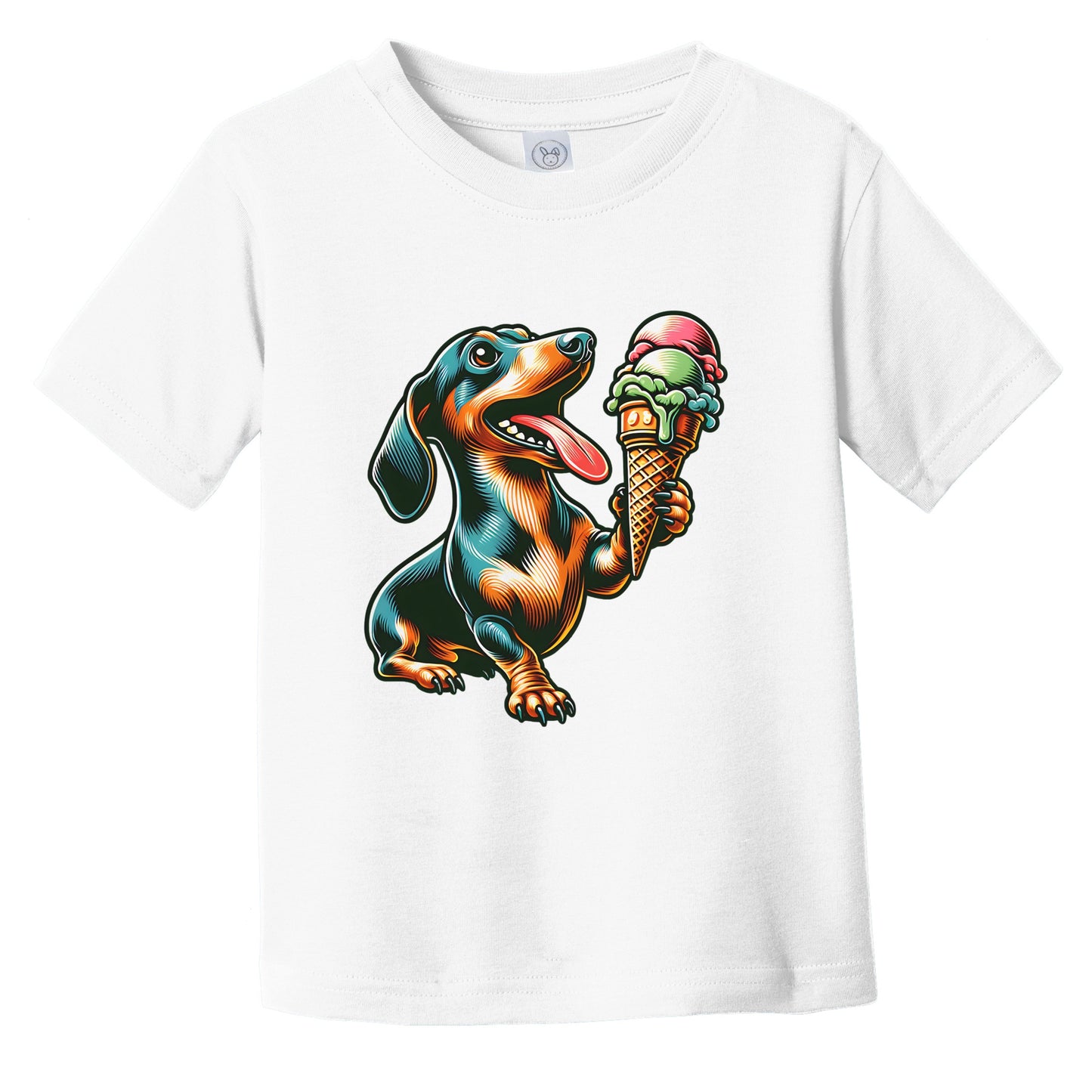 Dachshund Eating Ice Cream Cone Cute Dog Infant Toddler T-Shirt