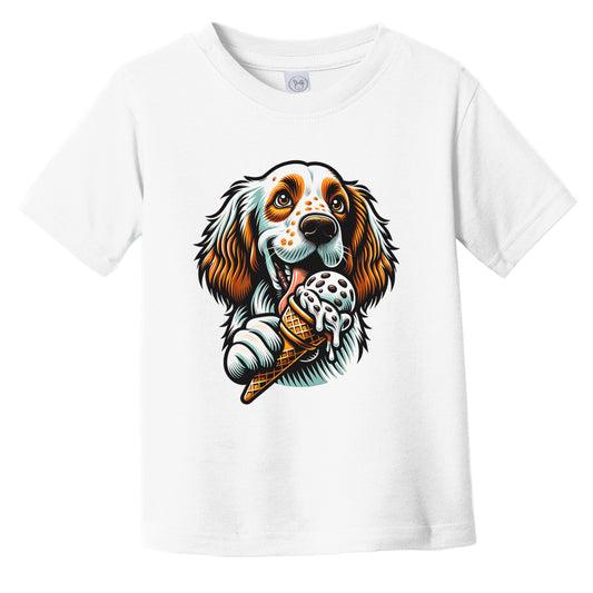English Setter Eating Ice Cream Cone Cute Dog Infant Toddler T-Shirt
