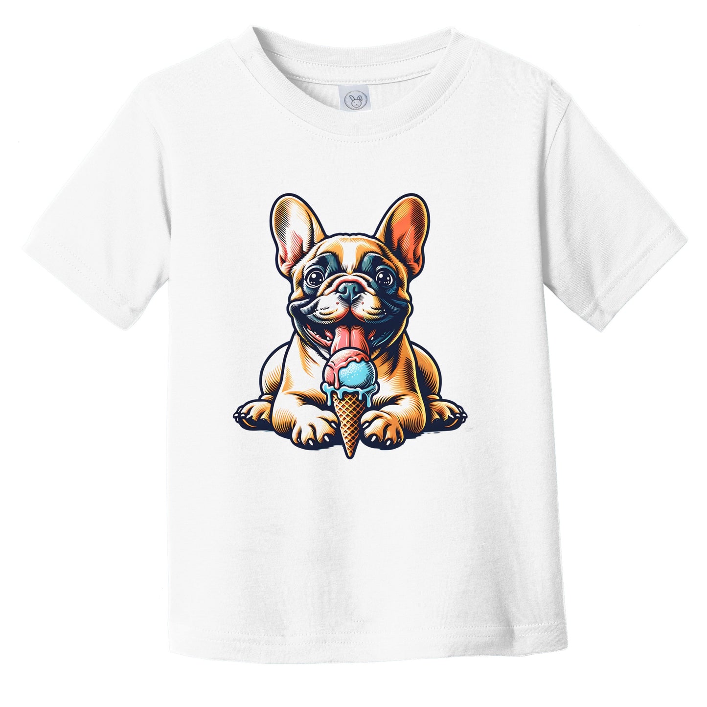 French Bulldog Eating Ice Cream Cone Cute Dog Infant Toddler T-Shirt