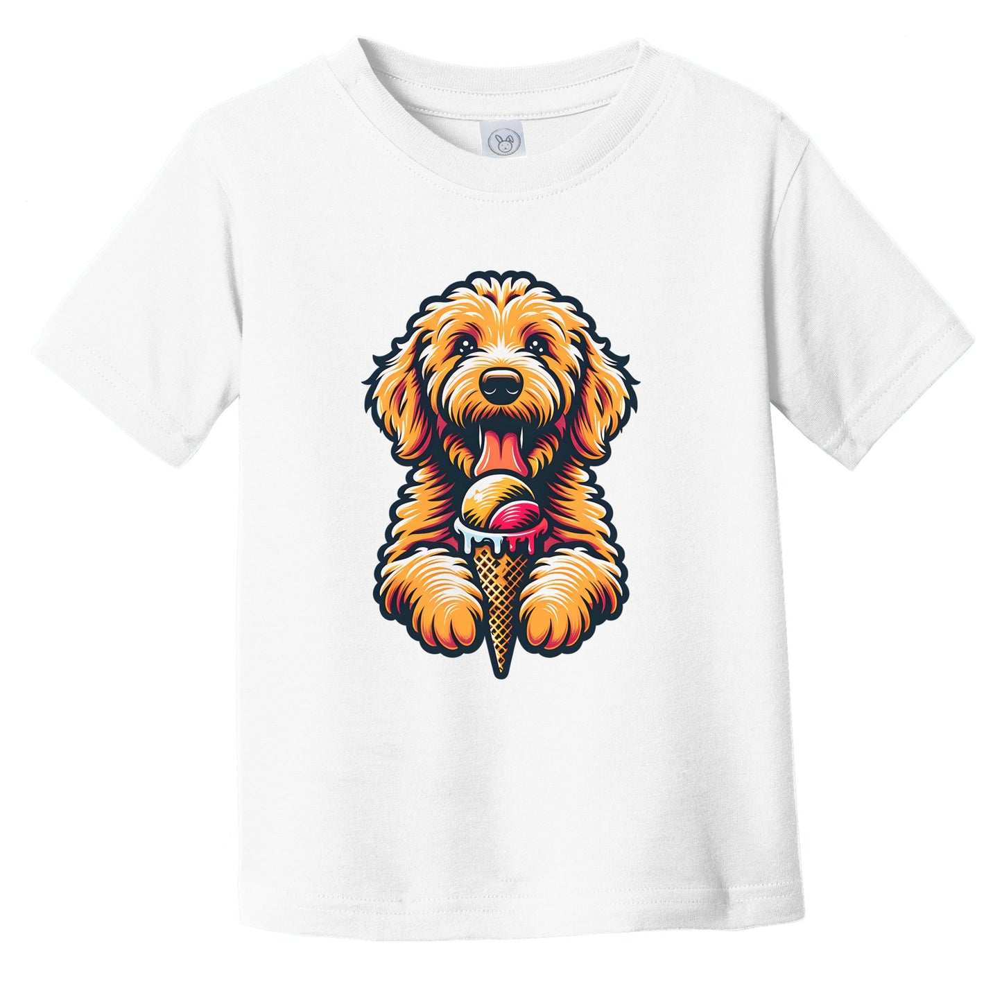 Goldendoodle Eating Ice Cream Cone Cute Dog Infant Toddler T-Shirt