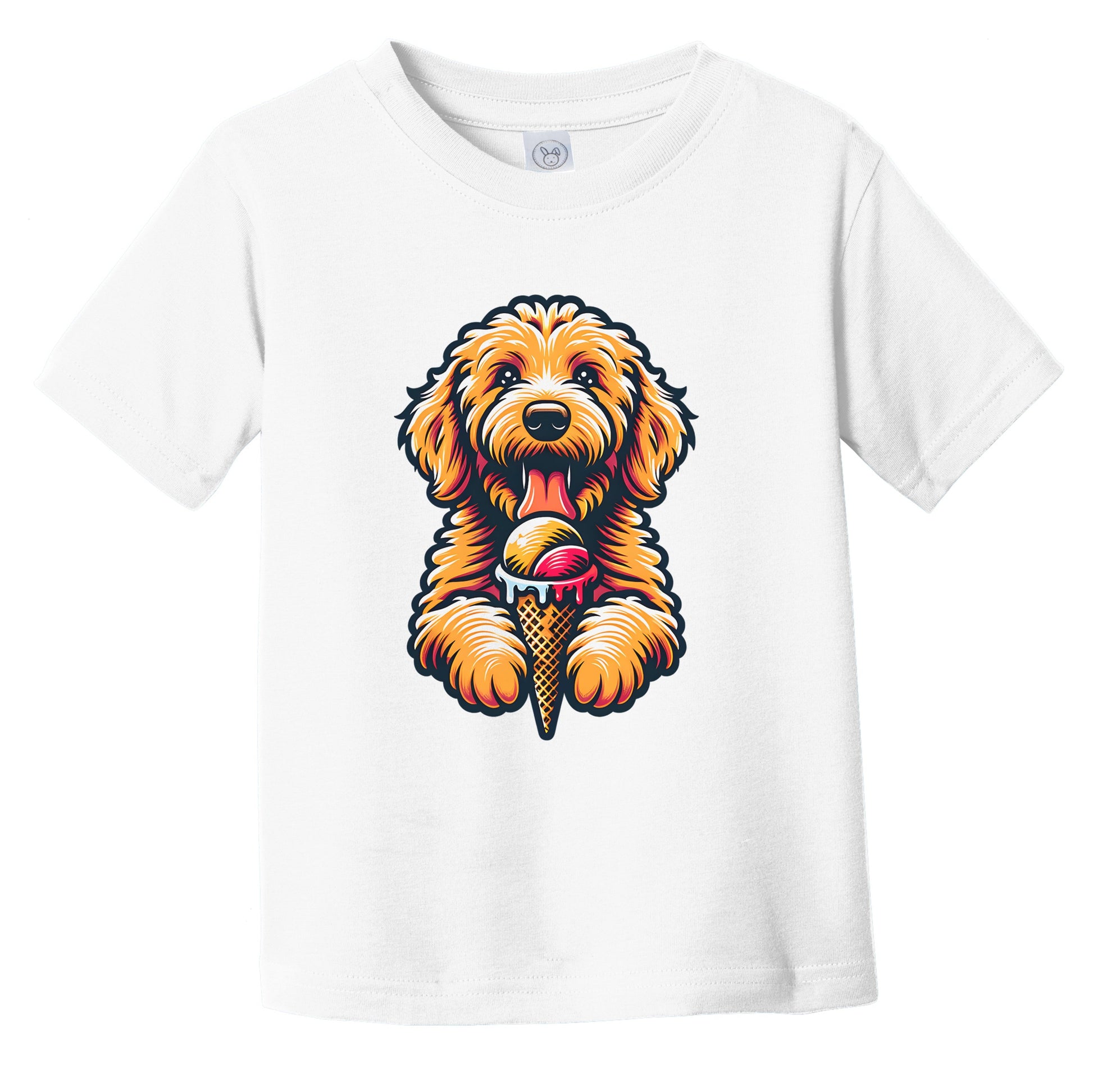 Goldendoodle Eating Ice Cream Cone Cute Dog Infant Toddler T-Shirt