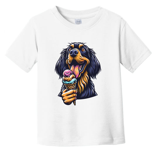 Gordon Setter Eating Ice Cream Cone Cute Dog Infant Toddler T-Shirt
