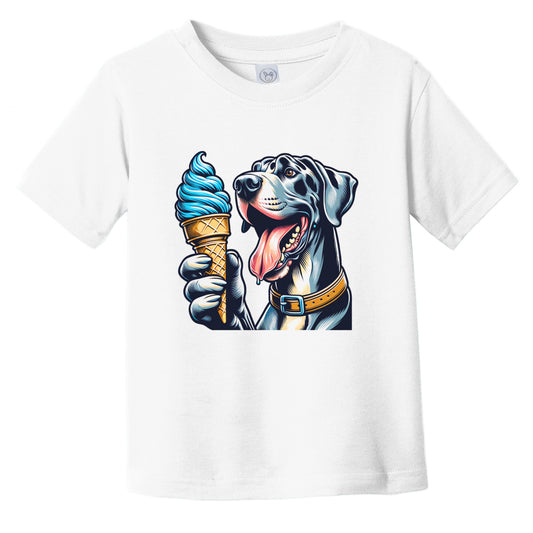 Great Dane Eating Ice Cream Cone Cute Dog Infant Toddler T-Shirt