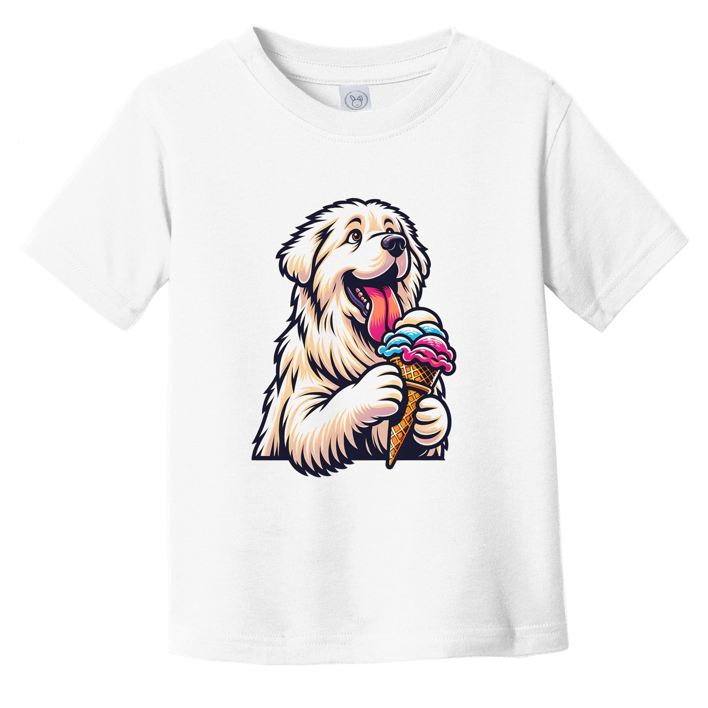 Great Pyrenees Eating Ice Cream Cone Cute Dog Infant Toddler T-Shirt